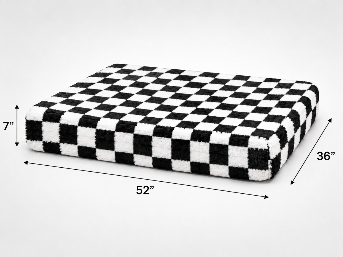 Sleek Orthopedic Support Bed – Black & White Checkerboard