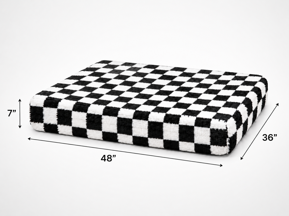 Sleek Orthopedic Support Bed – Black & White Checkerboard