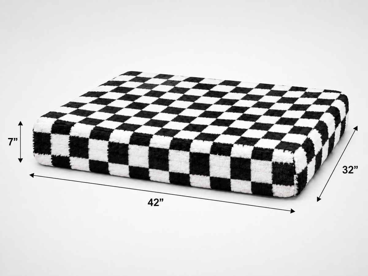 Sleek Orthopedic Support Bed – Black & White Checkerboard