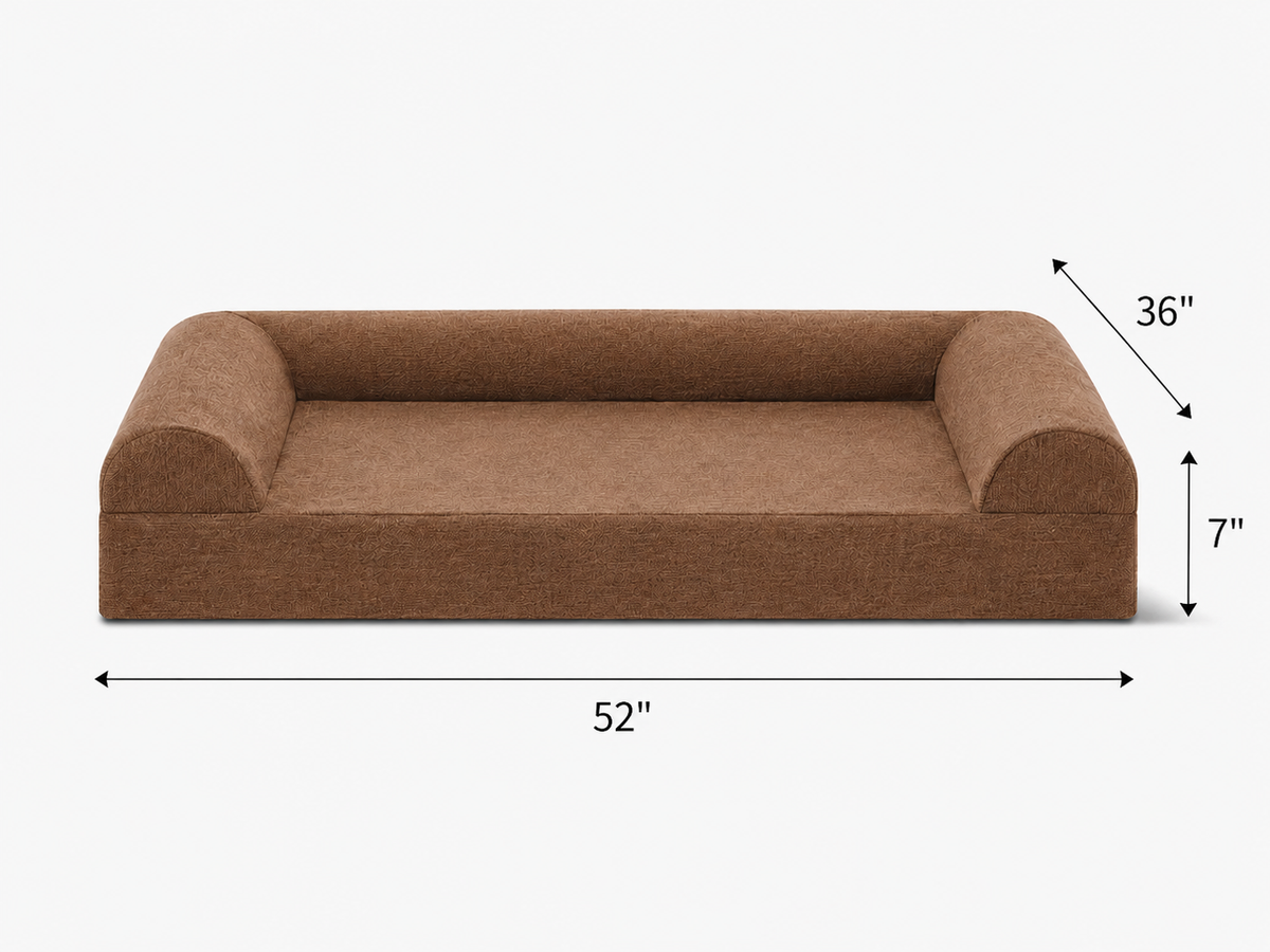 Three-Sided Sofa Orthopedic Support Bed – Brown