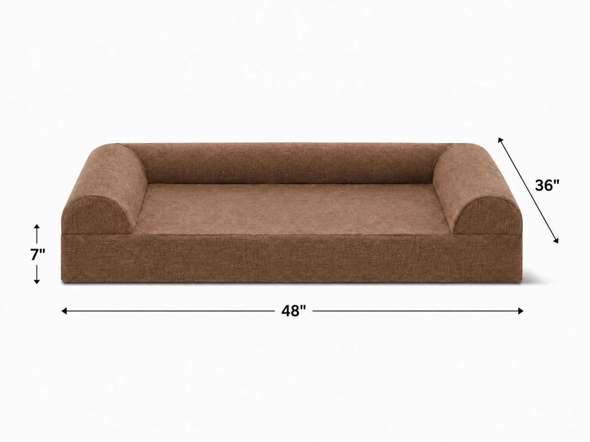 Three-Sided Sofa Orthopedic Support Bed – Brown