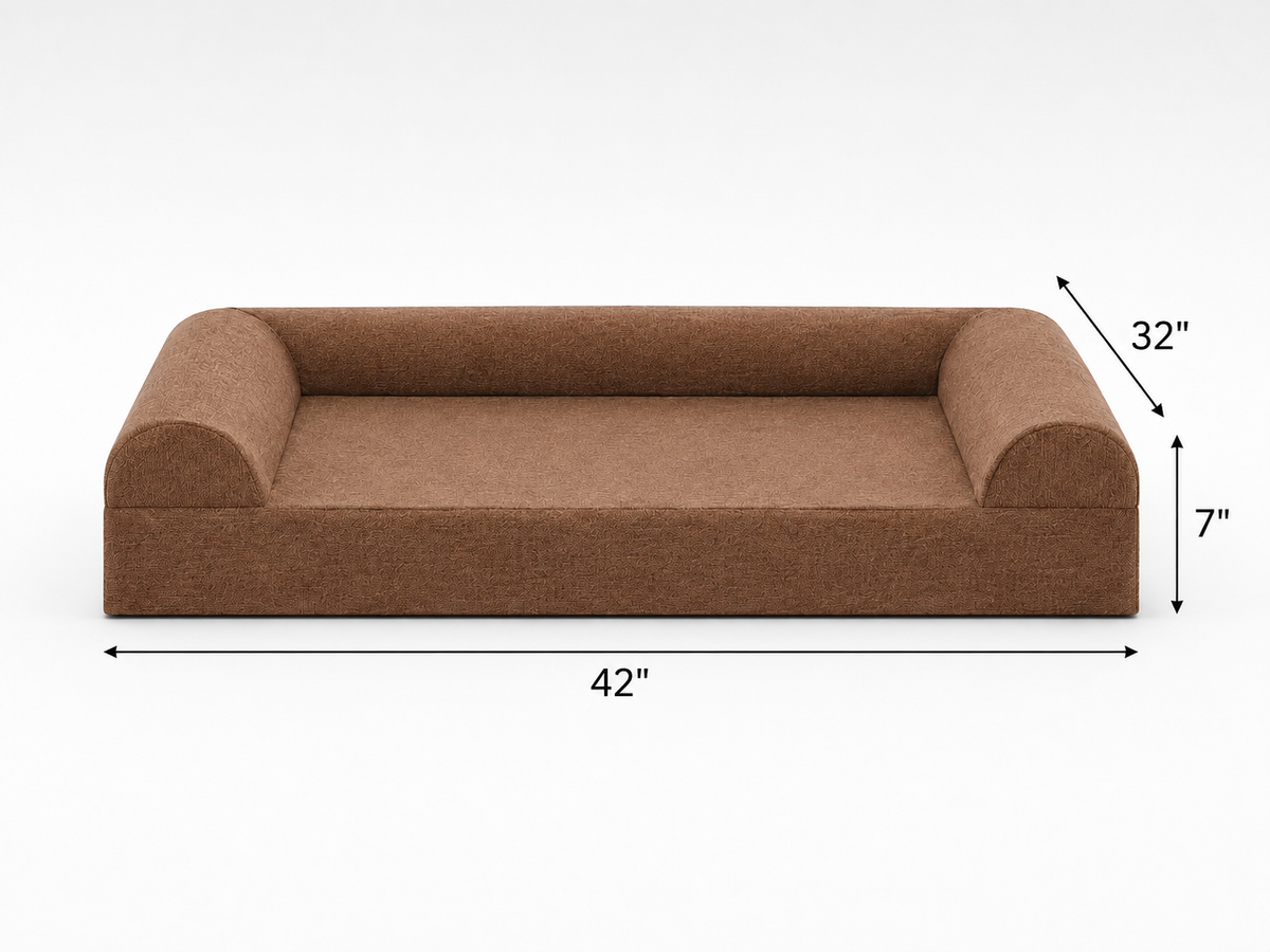 Three-Sided Sofa Orthopedic Support Bed – Brown