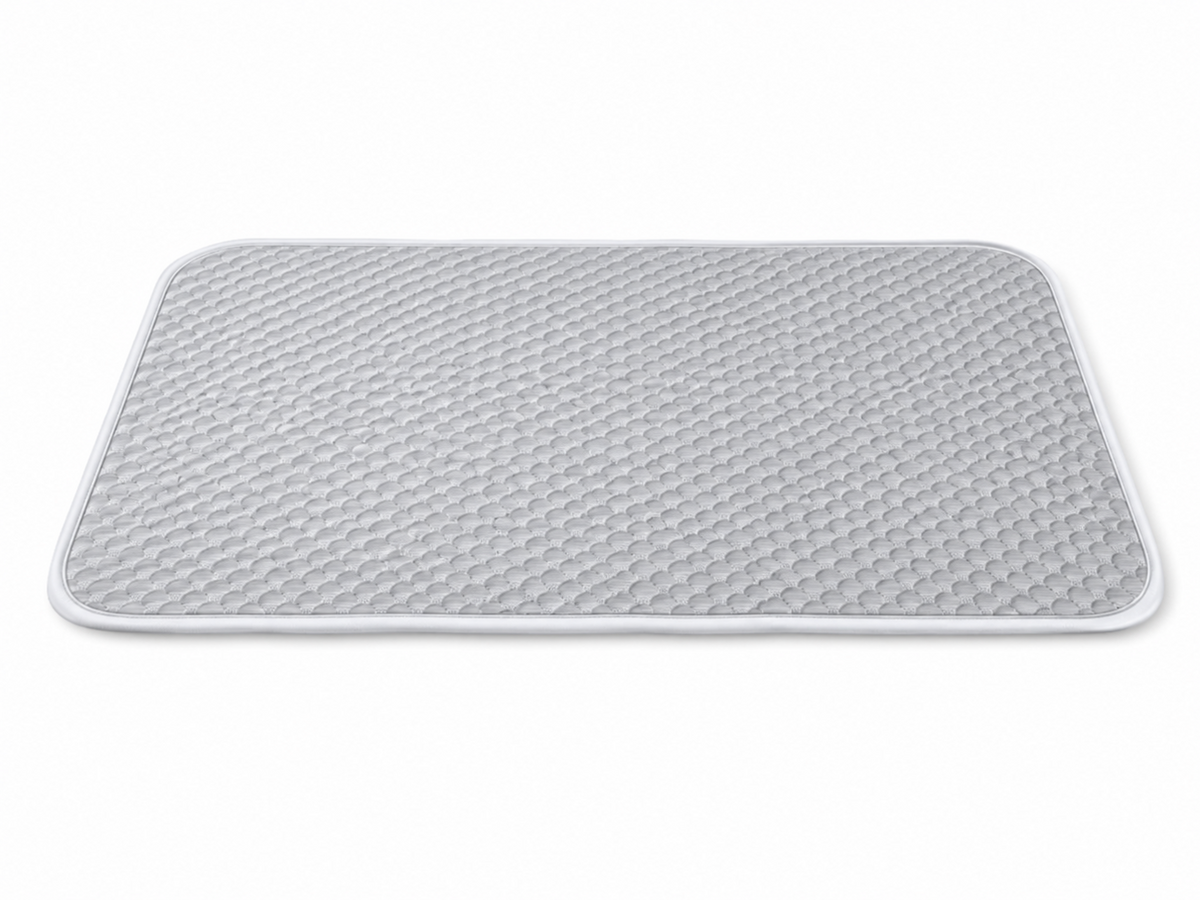 Gray DogAlign orthopedic dog crate pad on white background